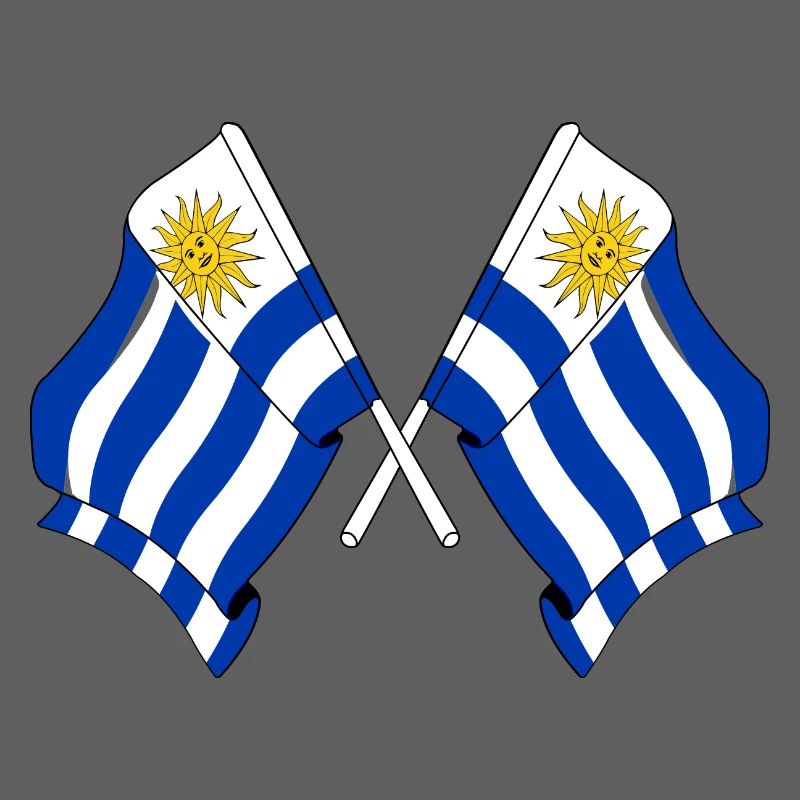 Deux drapeaux croisés de l’Uruguay