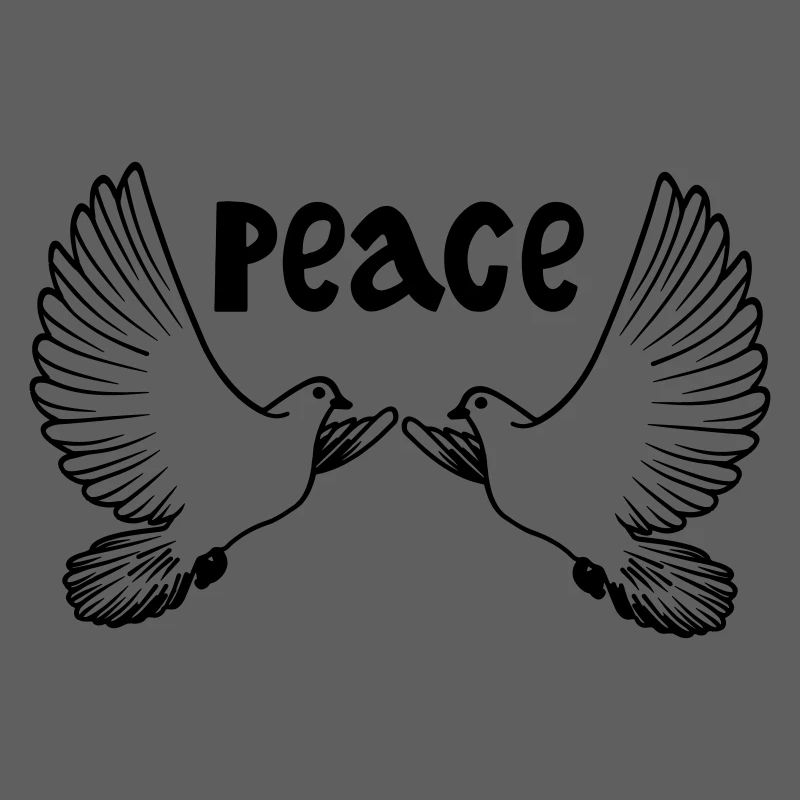 Zwei weiße Friedenstauben farbig Englisch PEACE