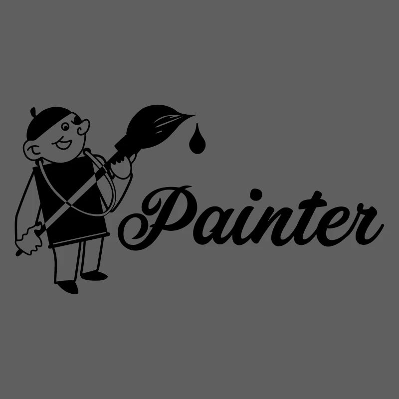 Painter with brush text painter