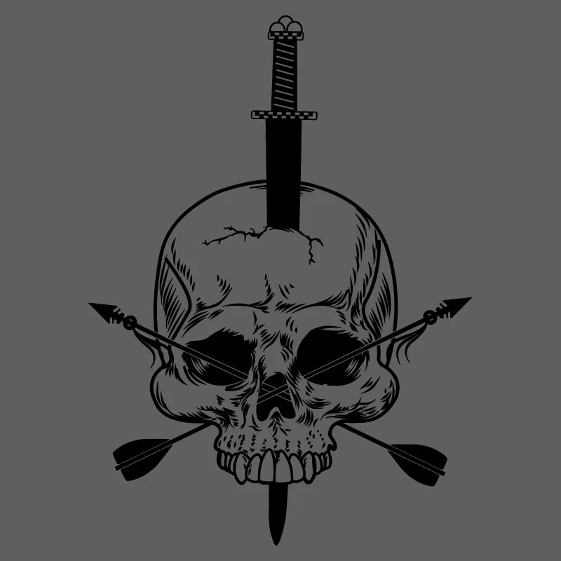 Crâne percé d’épée et de deux flèches