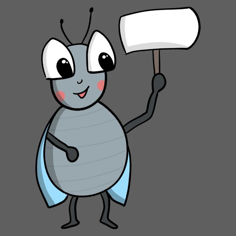Fliege mit Schild