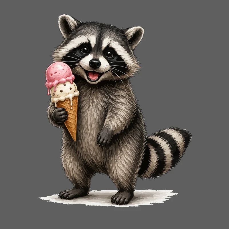 Waschbär mit Eiscreme