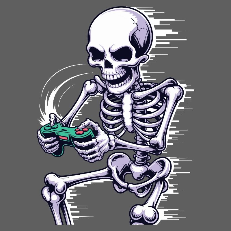 Halloween Skeleton Gamer Playing Video Games
