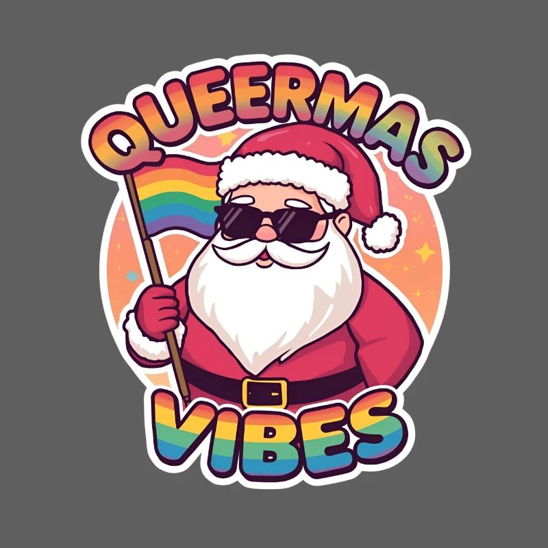 Queermas Vibes – Santa with rainbow flag