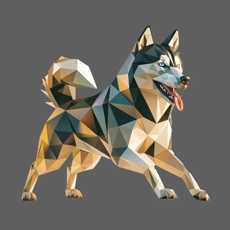 Siberian Husky - Cooles Low Poly Logo