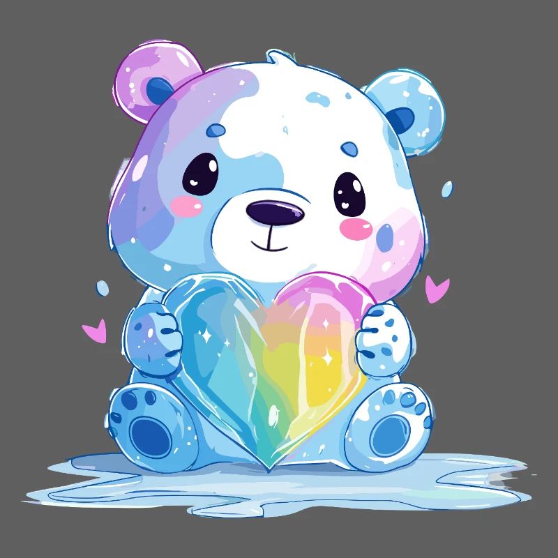 Süßer Eisbär mit Regenbogenherz