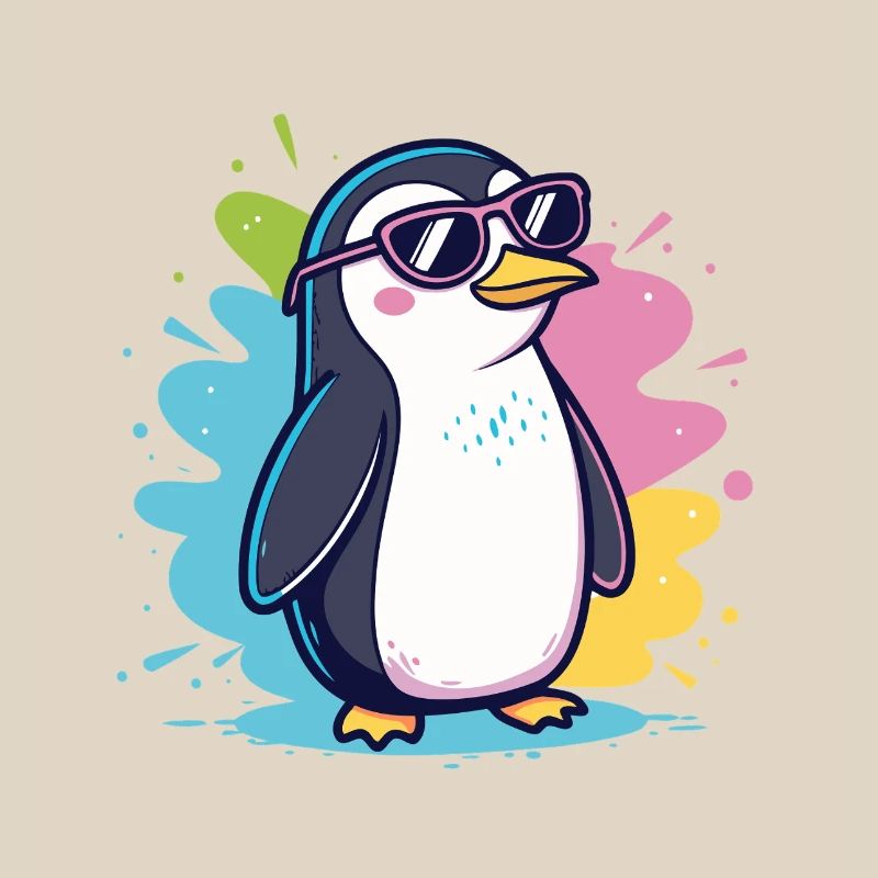 Bunter, cooler Ploppinguin mit Brille