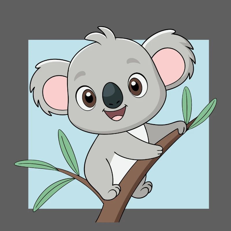Bébé koala joyeux sur une branche (v02)