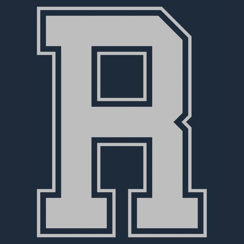 Monogram Blue Grey College House Initial R
