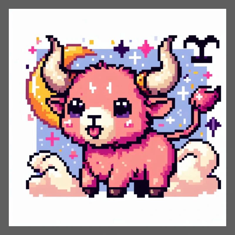 Süßes Sternzeichen Stier als Pixelart
