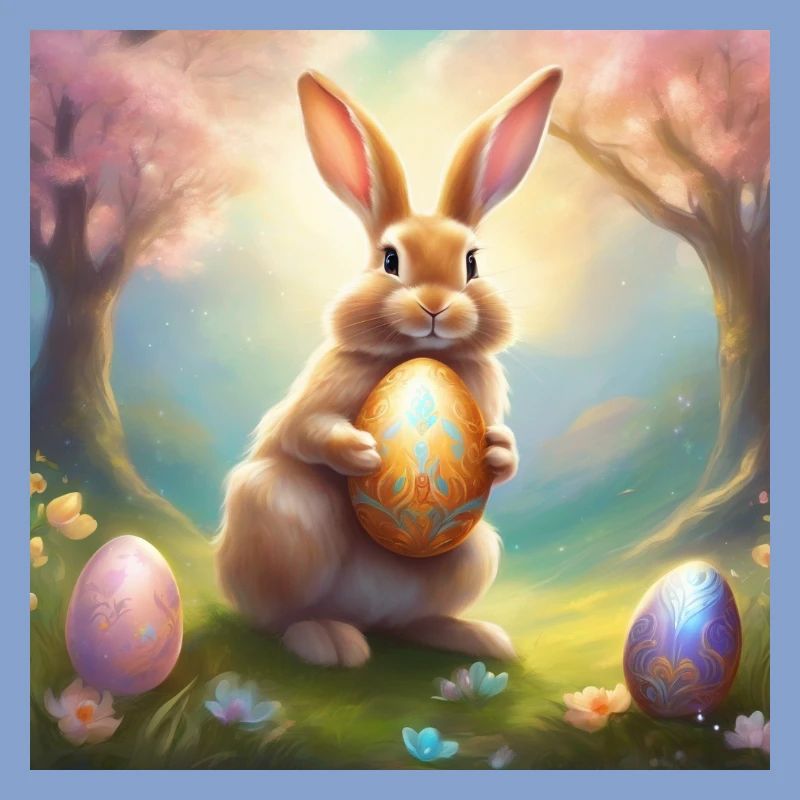 Spring bunny with gold Easter egg