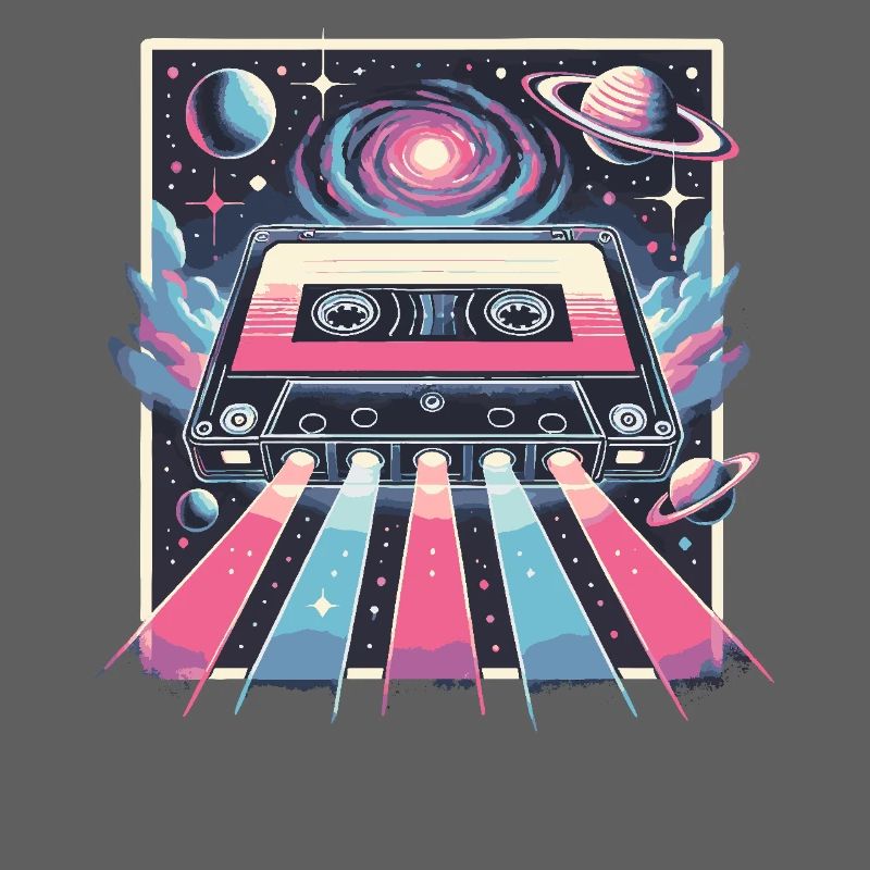 Retro Cassette Space Neon Galaxy