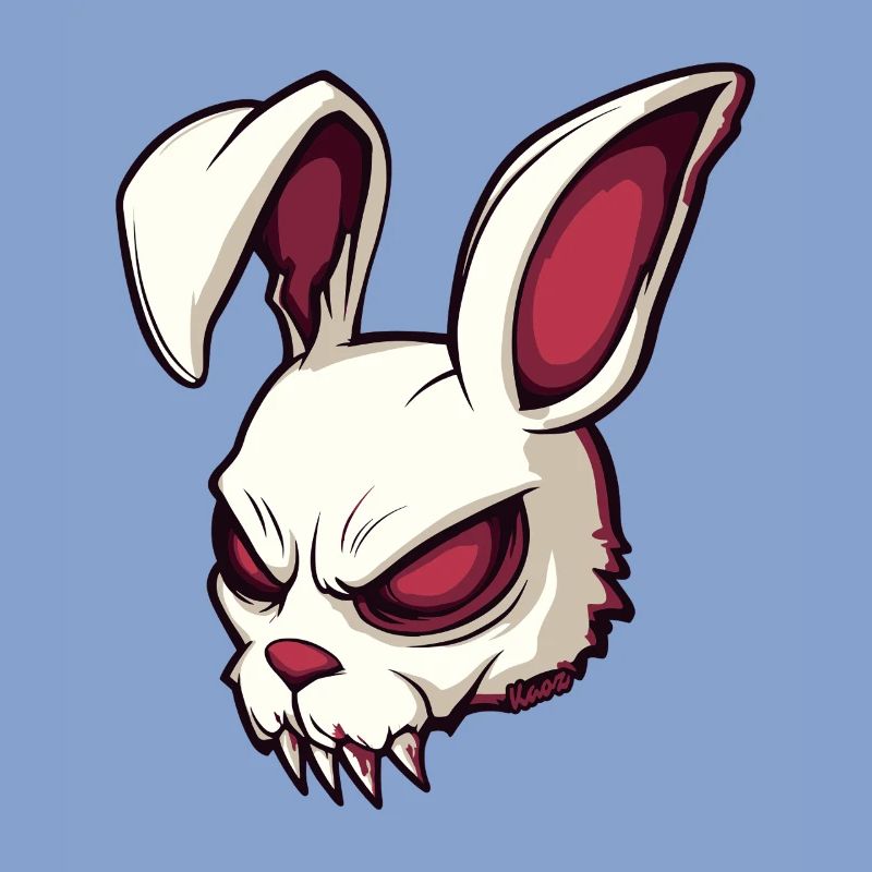 Evil Bunny Skull Illustration
