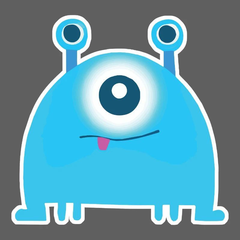 Monstre borgne mignon | Drôle d’extraterrestre bleu Chibi