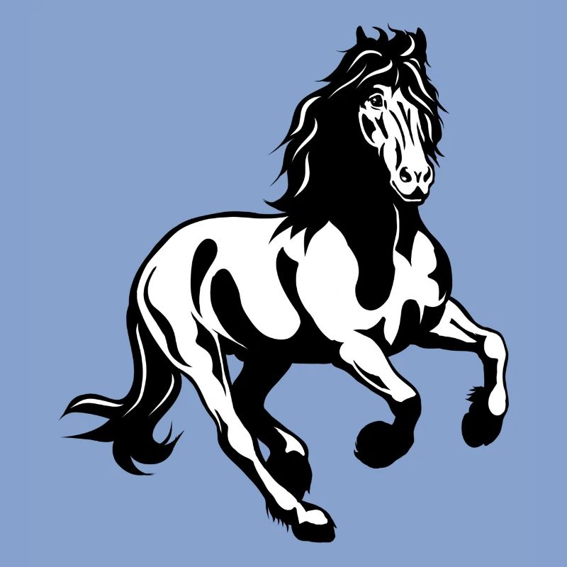 Friesian stallion galloping