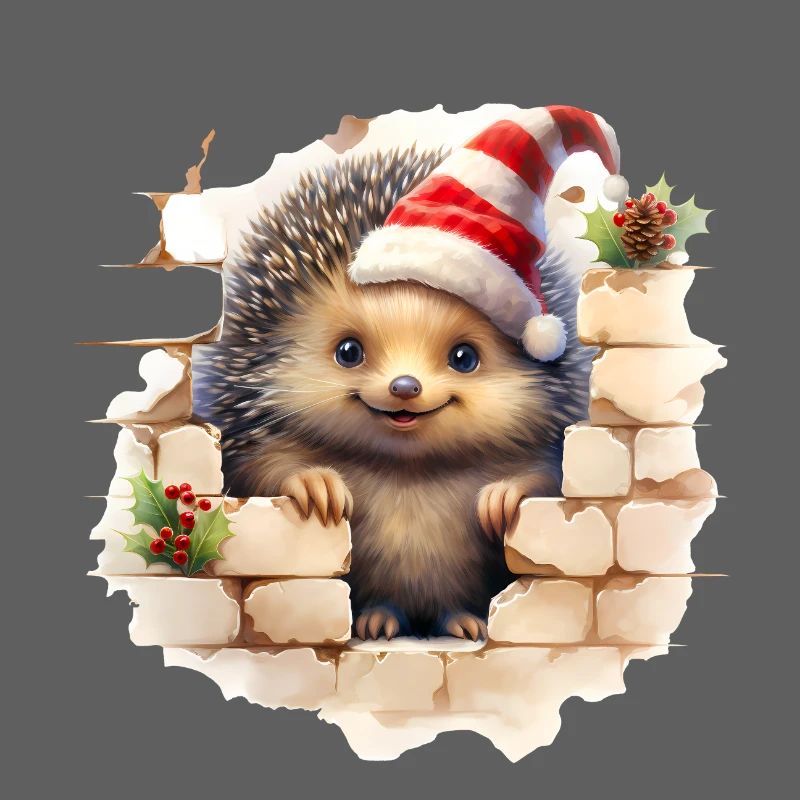 Hérisson de Noël dans le mur