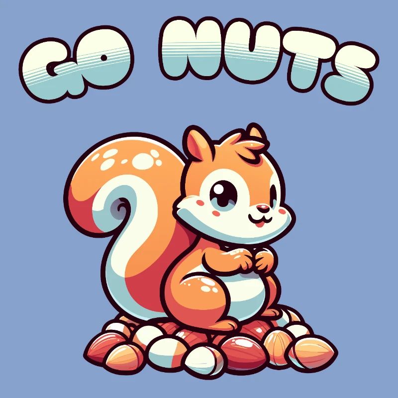 Squirrel Sitting on Nuts Cartoon Tee