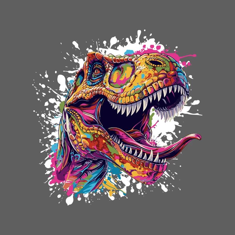 Colorful T-Rex Head Splash