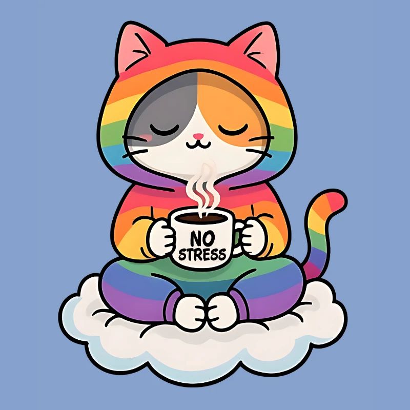 Rainbow Cat on a Cloud