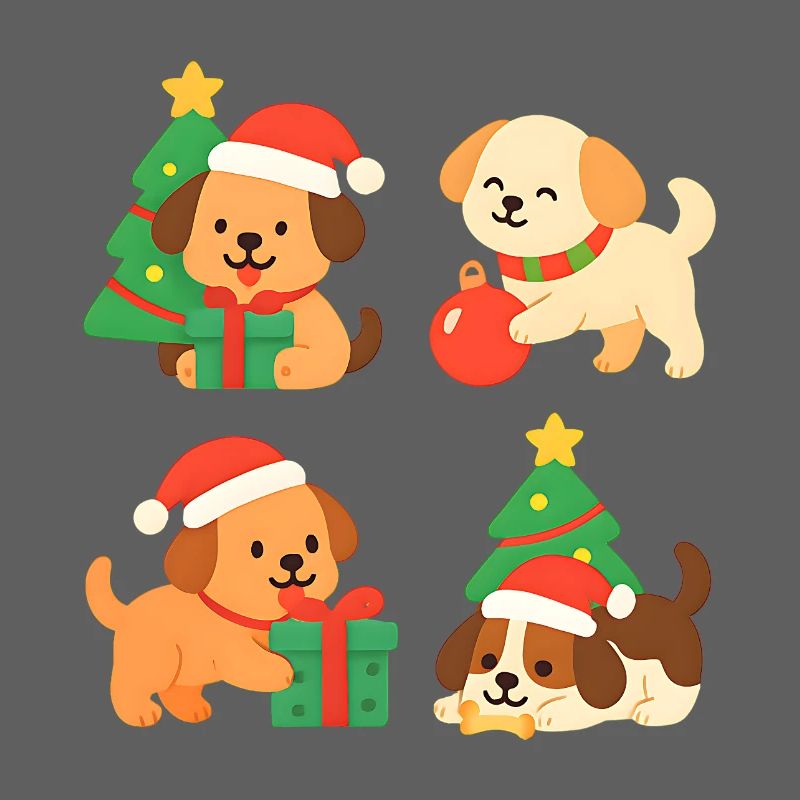 Weihnachtshunde mit Geschenken