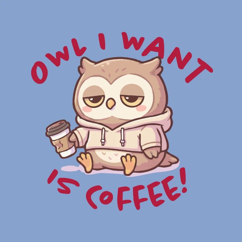 Sweat à capuche Coffee Love Owl Pullover
