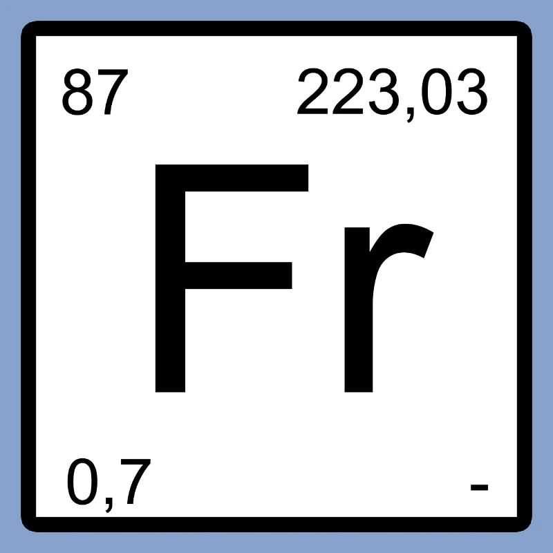 Conception des éléments de francium avec nombres de période