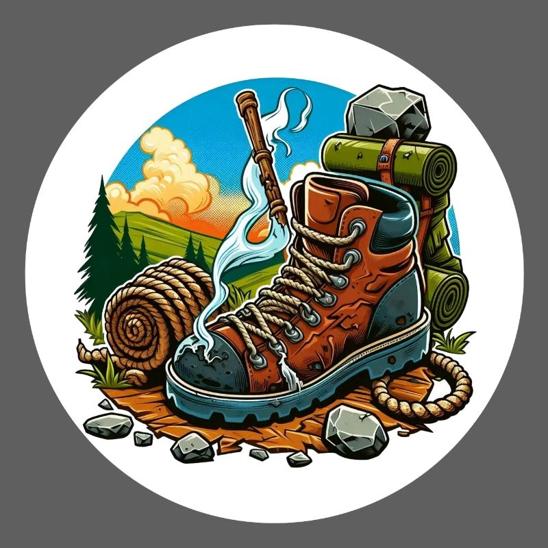 Smoking hiking boot