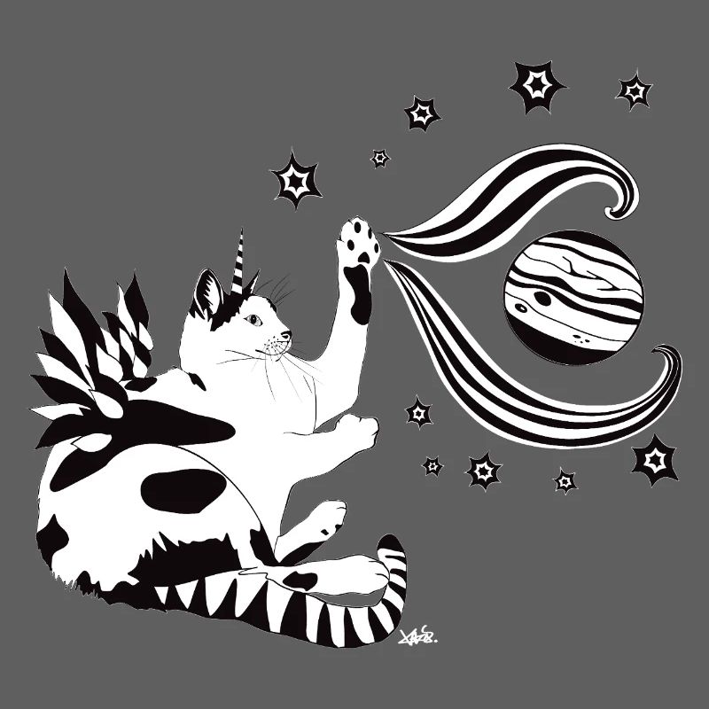 Chat de l’espace dans la danse des planètes