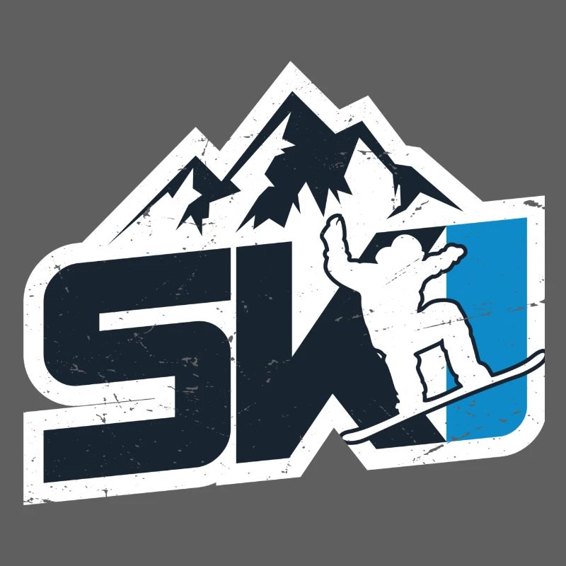 Conception de logo de ski de snowboarder de montagne