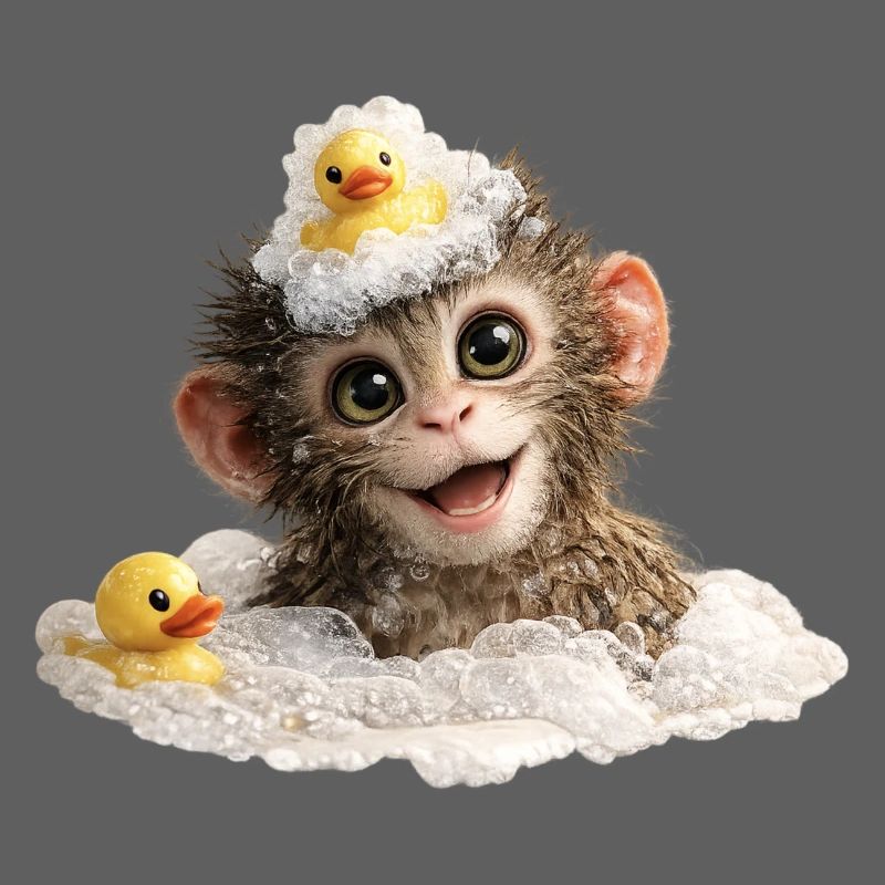 Bathing Time Monkey with Rubber Duck
