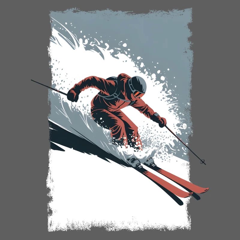 Ski Freeride Action Deep Snow Vector Style