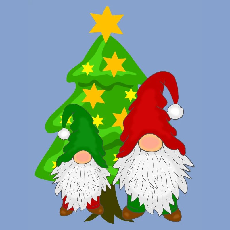Gnome devant le sapin de Noël