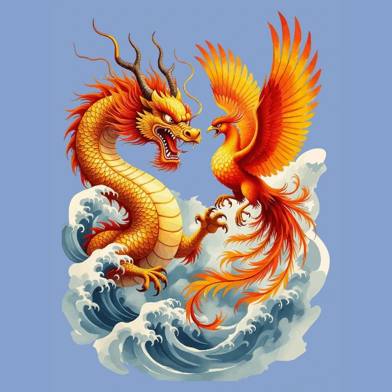 Dragon and Phoenix vector