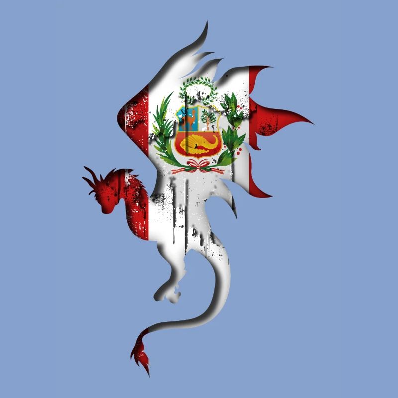Drapeau du Pérou - Pérou - Silhouette de dragon