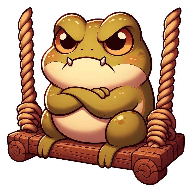 Grumpy frog toad swinging annoyed angry