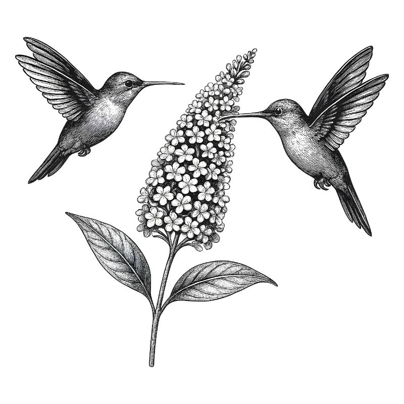 Colibris avec fleur Boho Cottagecore