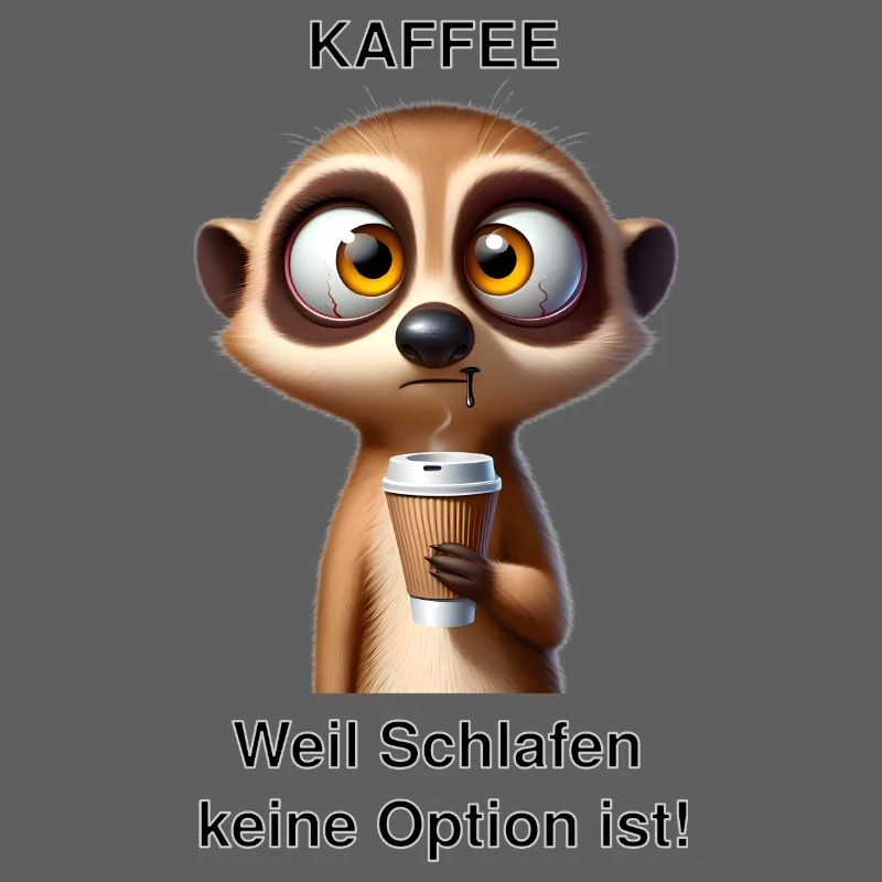 Müdes Erdmännchen mit Kaffee
