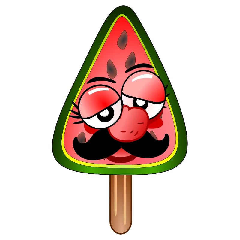 EISCREME WASSERMELONEN MANN SCHNURRBART