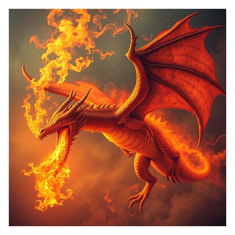 Fire Dragon in the Flame Tail