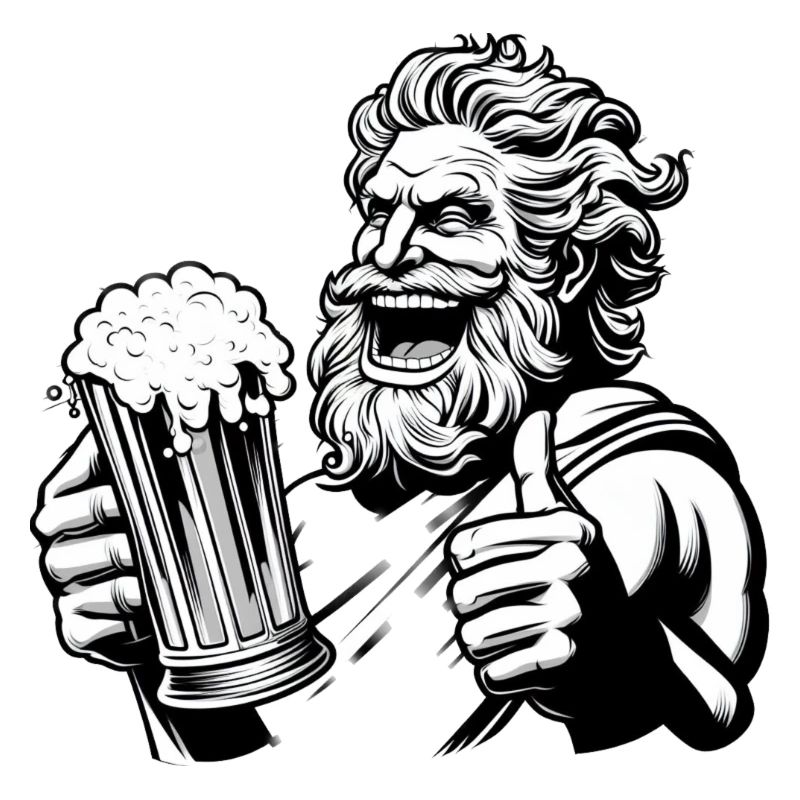 Zeus mit Bier