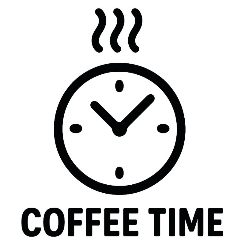 Coffee Time Clock Illustration