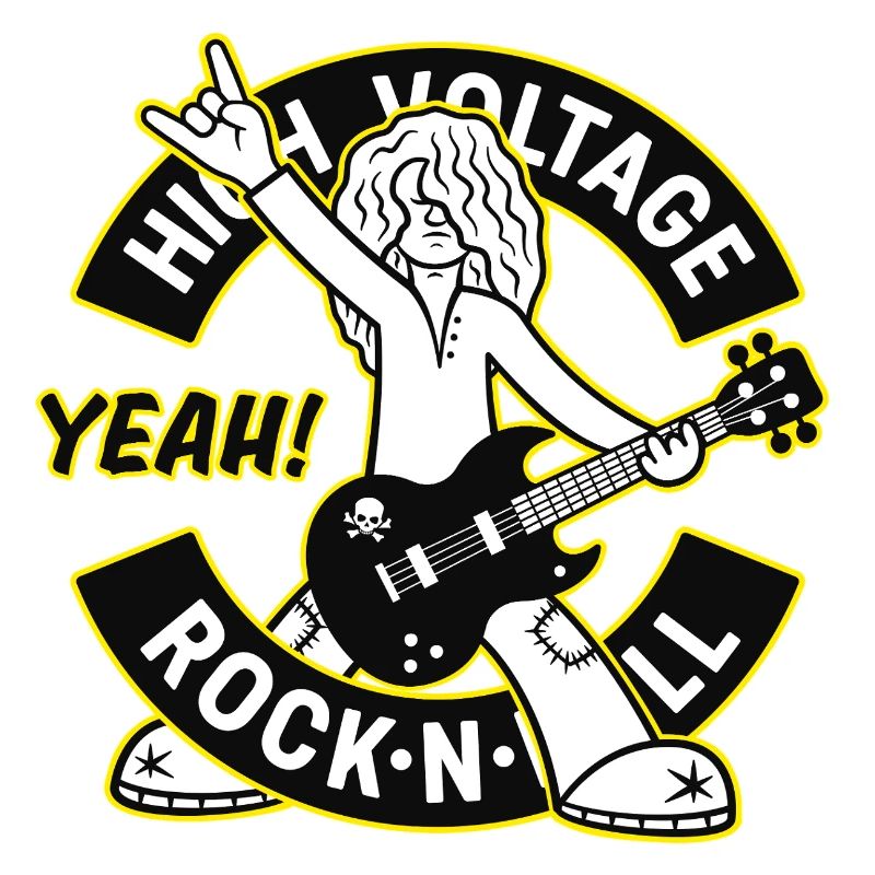 Guitariste de dessin animé High Voltage Rock 'N' Roll