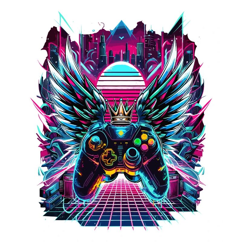 Synthwave Sunset Gamer Controller