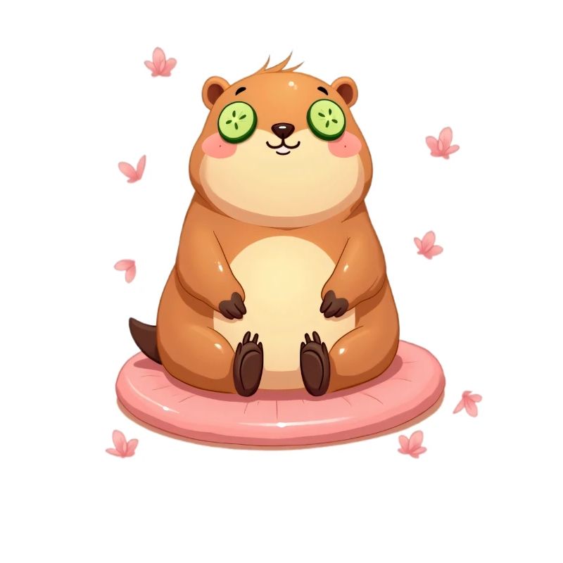 Mignon Capybara Concombre Oeil Oreiller médite
