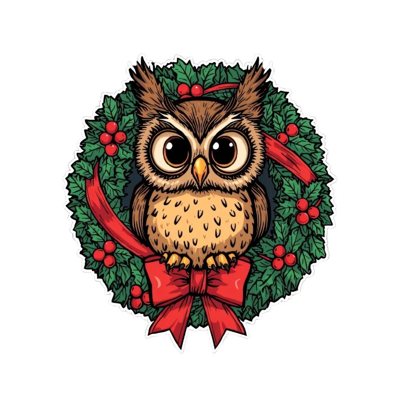 Eule im Weihnachtskranz