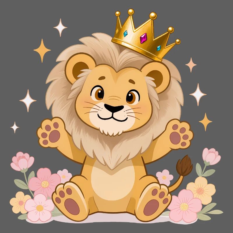 🦁 Löwe mit Krone und Blumen