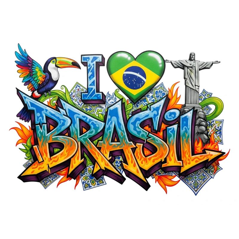 Lebendiges Graffiti Ich liebe Brasil Design