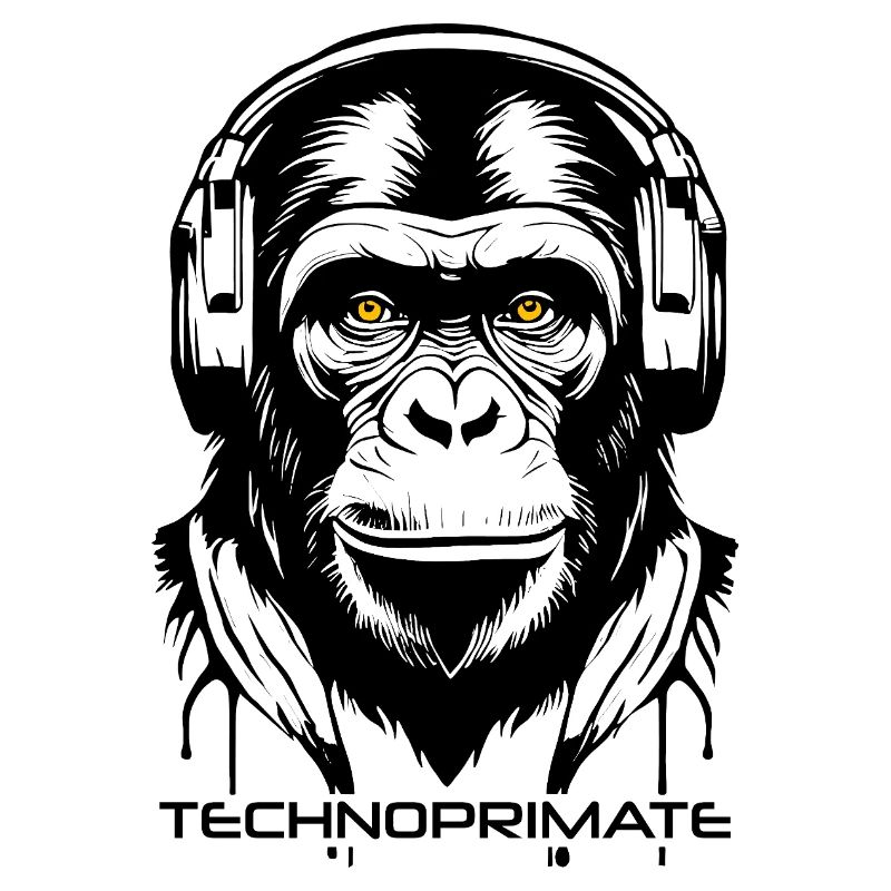 Techno Primate Kopfhörer Ape Art #1 Schwarz