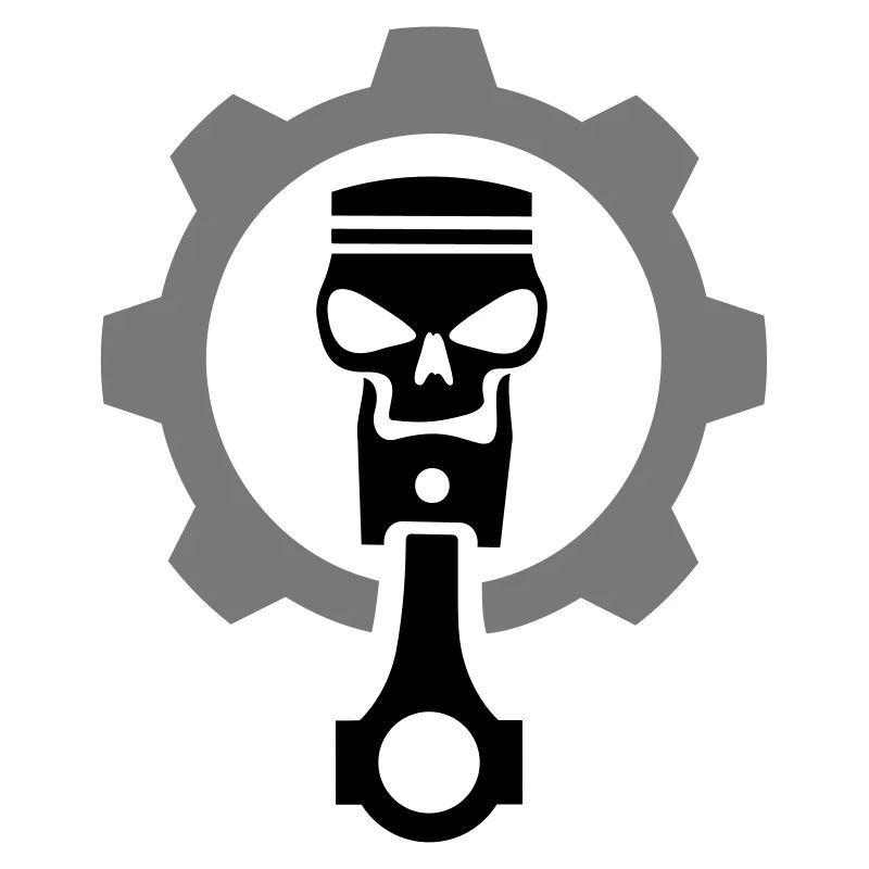 Engine piston with skull & gear gear