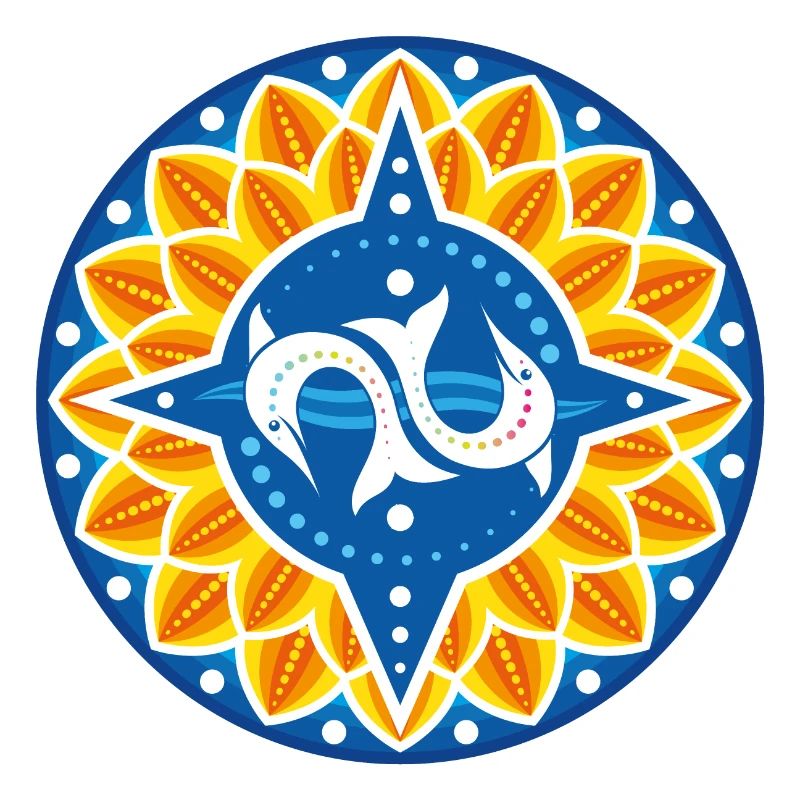 Wind rose dolphins petals waves